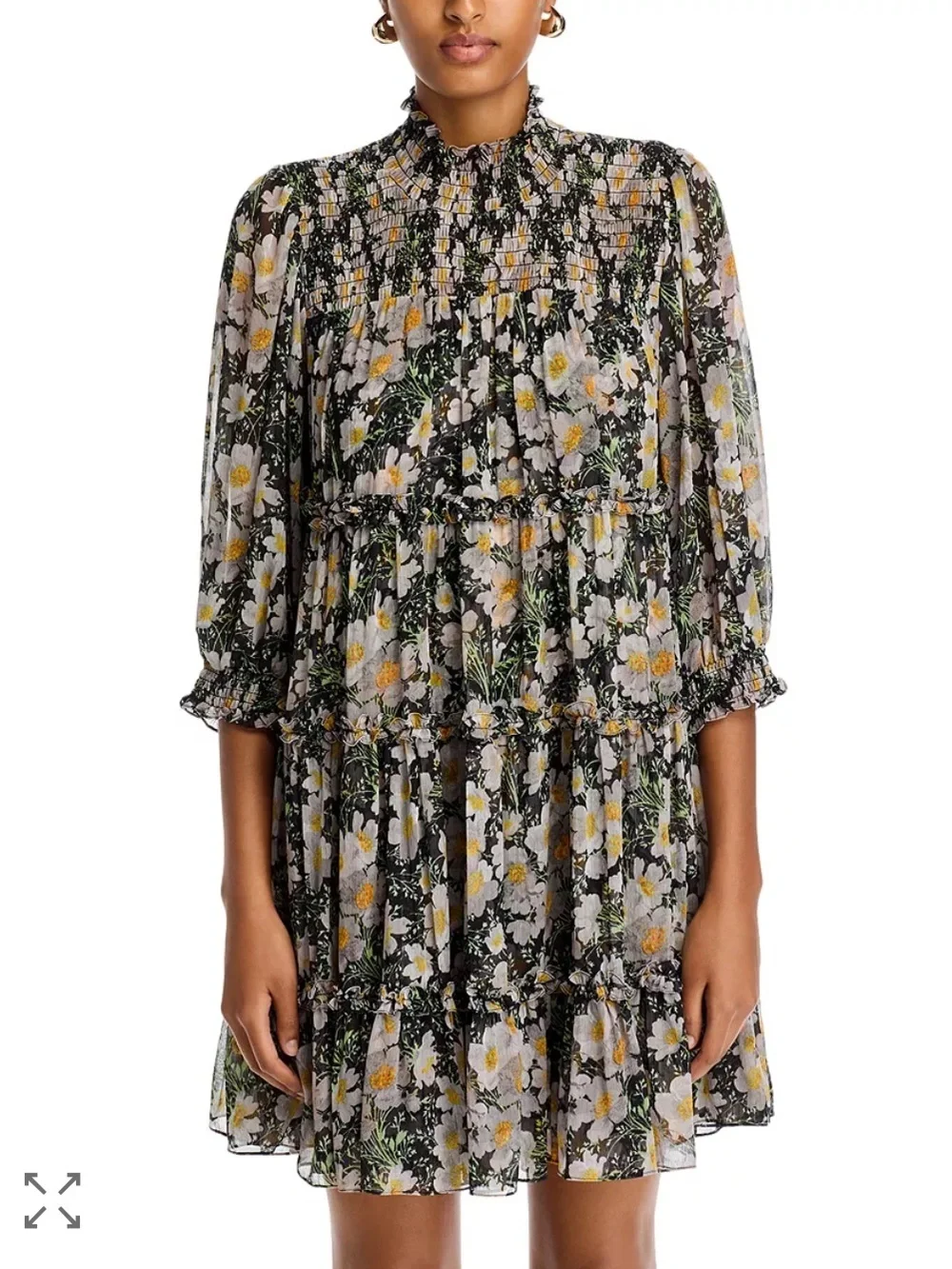 Cinq a Sept Cosmo Flowers Tiered Mini Dress Size 6